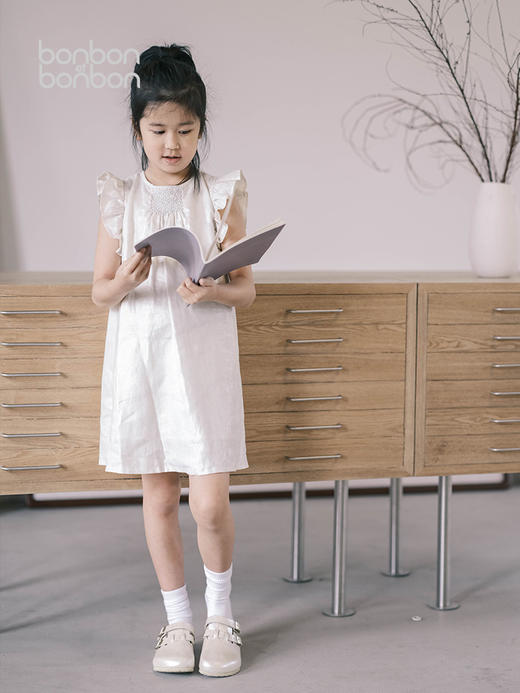 淡银棉麻连衣裙 商品图0