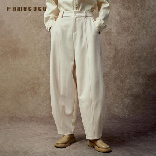 Famecoco范可儿复古洗水斜纹棉加厚休闲裤秋冬款FAC8GA018 商品图3