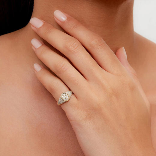 北京仓｜Yvonne Leon-BABY CHEVALIERE OVALE FULL-印记 满钻 图章 戒指［法国设计师］ 商品图1