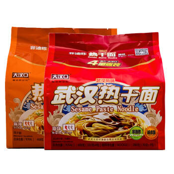 大汉口武汉热干面湖北特产干拌面非油炸方便面原味4人份+麻辣味4人份 /粮油调味 /方便食品 /有料煮面 商品图5