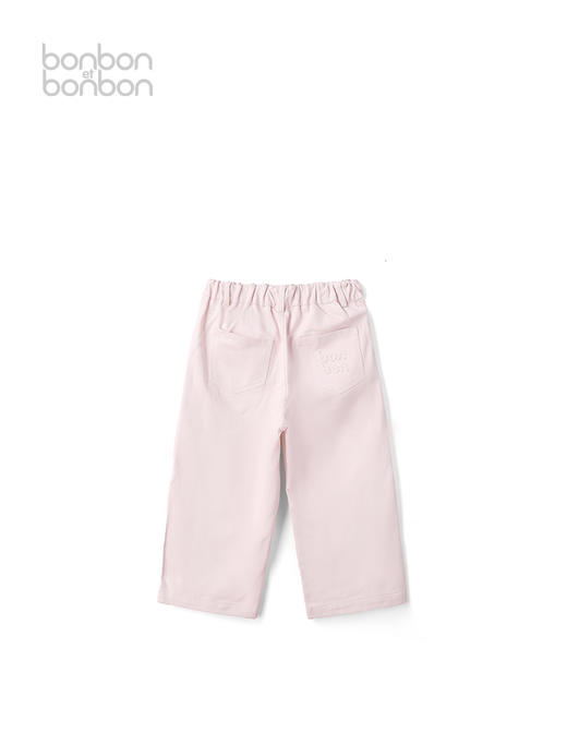 杏粉色牛仔阔腿裤 商品图1