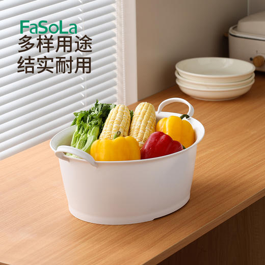 FaSoLa塑料脸盆家用双耳手提盆加厚洗菜盆大号洗衣盆学生宿舍洗脸盆 商品图6