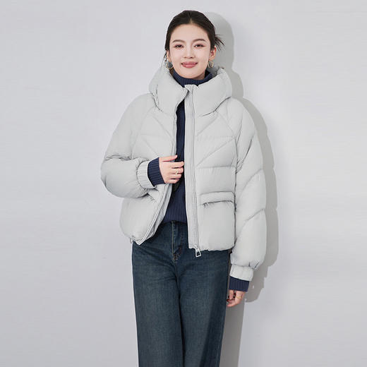 【高货wl】全新升级【铂金会员551/天猫749/差价198】(04209) 洛诗琳冬季短款连帽立领三角菱格绗线宽松直筒加厚羽绒服 商品图0