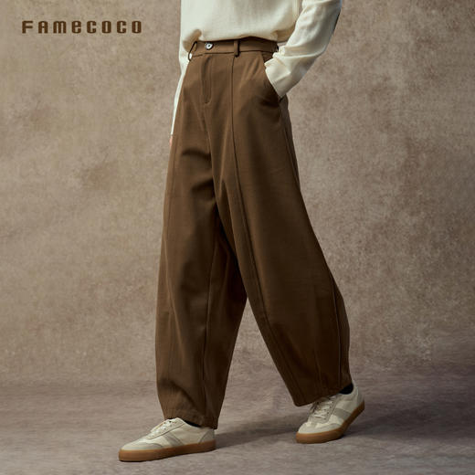 Famecoco范可儿复古洗水斜纹棉加厚休闲裤秋冬款FAC8GA018 商品图1