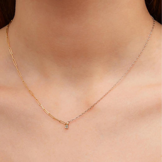 订购8周到｜Yvonne Leon-diamant poire 2 ors-独立之光 双色金 梨形钻 项链［法国设计师］ 商品图1