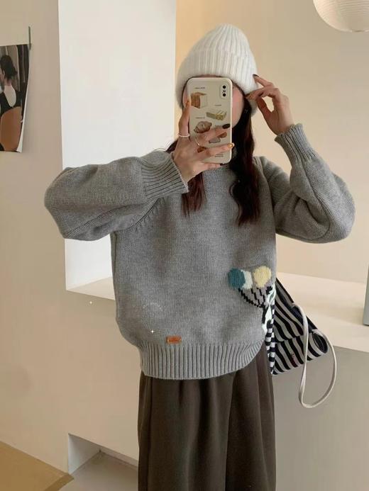 【YW】无忧购韩系ins百搭气球小熊卡通可爱圆领针织衫86103（截单后7天发货) 商品图10