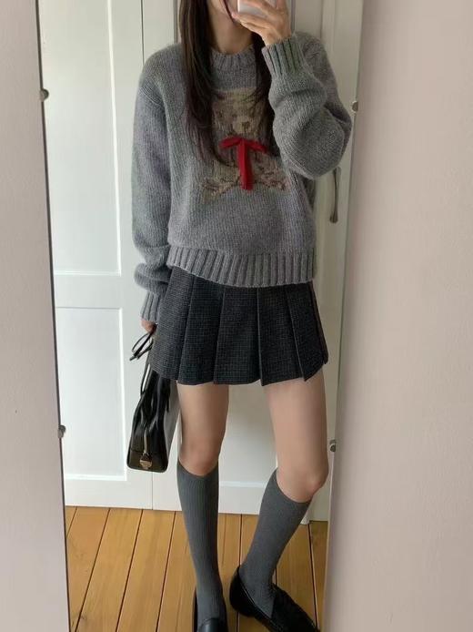 【YW】无忧购韩系东大门百搭小熊立体围巾圆领宽松小个子针织毛衣86097（截单后7天发货) 商品图5