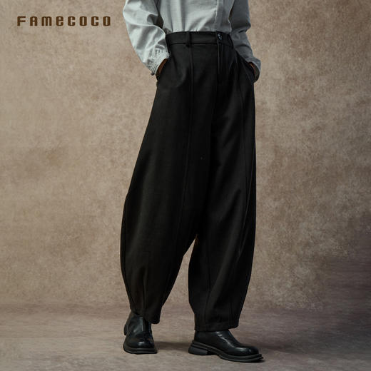 Famecoco范可儿复古洗水斜纹棉加厚休闲裤秋冬款FAC8GA018 商品图4