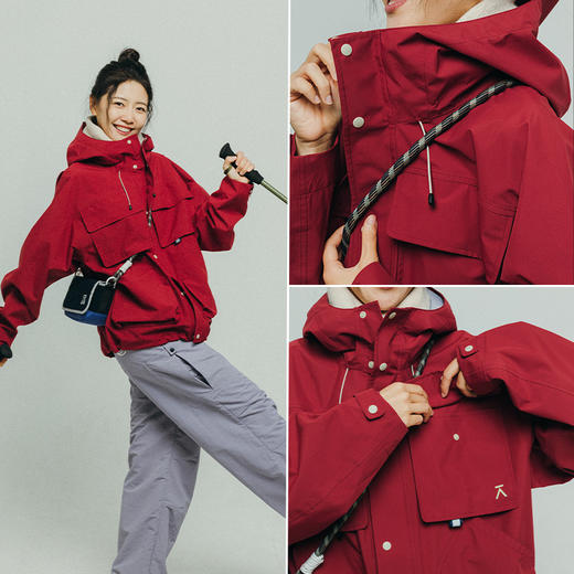 【品牌特惠】ACMEITEM爱棵米 情侣户外冲锋衣强防水外套连帽出行夹克上衣男女GAG3210885A 商品图3