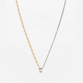 订购8周到｜Yvonne Leon-diamant poire 2 ors-独立之光 双色金 梨形钻 项链［法国设计师］