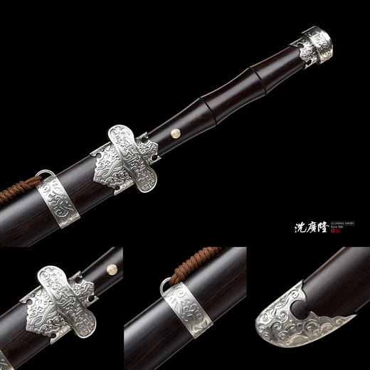 黑金古刀 直刃 汉唐刀剑 花纹钢唐横刀剑 龙泉沈广隆宝剑一体刀剑 收藏传统刀剑 未开刃 商品图4