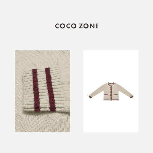 COCO ZONE 绵羊毛山羊绒混纺小香风针织开衫 CC2D3079 商品图2
