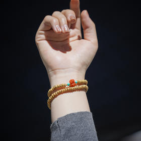 星月菩提双圈手串 配雕刻南红金刚杵精致百搭双旦节礼物 醍醐原创国庆饰品