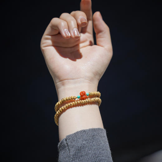 星月菩提双圈手串 配雕刻南红金刚杵精致百搭双旦节礼物 醍醐原创国庆饰品 商品图0