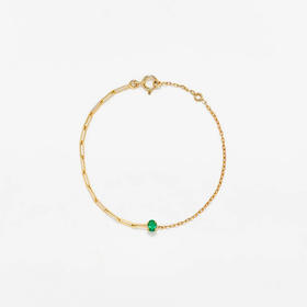 订购8周到｜Yvonne Leon-émeraude pm or jaune-独立之光 祖母绿 椭圆形 手链［法国设计师］