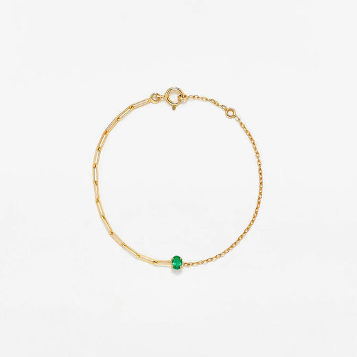 订购8周到｜Yvonne Leon-émeraude pm or jaune-独立之光 祖母绿 椭圆形 手链［法国设计师］ 商品图0