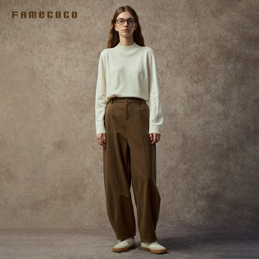Famecoco范可儿复古洗水斜纹棉加厚休闲裤秋冬款FAC8GA018 商品图2