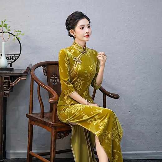 2024新款良版改优雅气质舞台走秀演出服复古国风旗袍QC174 商品图3