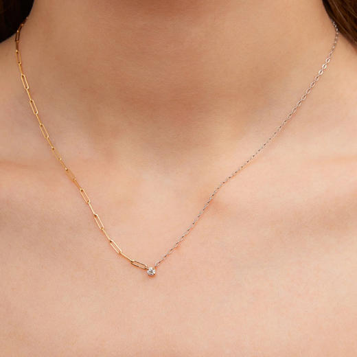 订购8周到｜Yvonne Leon-diamant rond pm 2 ors-独立之光 双色金 圆钻 项链［法国设计师］ 商品图1