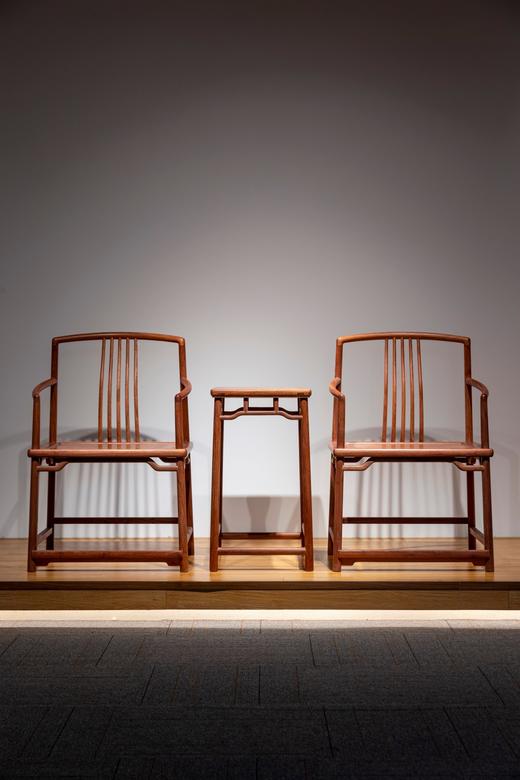 红桥红  家具严选  缅甸花梨(大果紫檀）  【罗锅枨 矮梳背椅 三件套】 商品图0