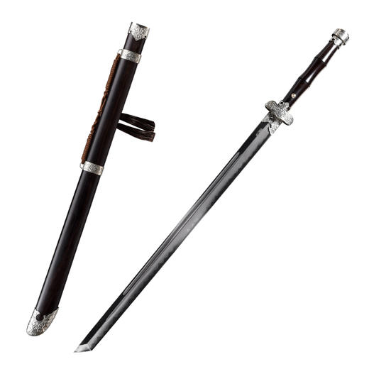 黑金古刀 直刃 汉唐刀剑 花纹钢唐横刀剑 龙泉沈广隆宝剑一体刀剑 收藏传统刀剑 未开刃 商品图6