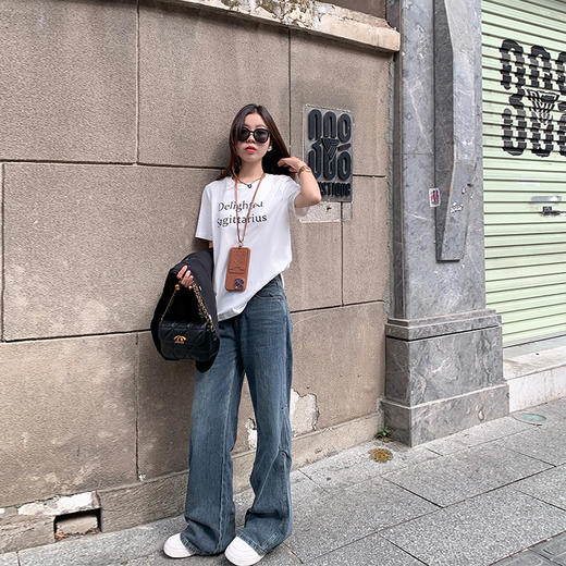 <曾小咸推荐>加绒美式高街宽松直筒牛仔裤 商品图1