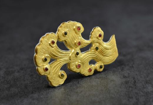 錾刻金包银如意树碧玺胸针 商品图5