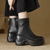 【预售5天】软羊皮粗跟厚底马丁靴女秋冬新款小个子高跟圆头后拉链松糕短靴NWS1&N9671 商品缩略图2