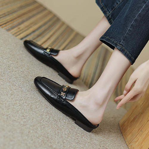 【圆头女款皮质半拖鞋】时尚利落，干净简约，百搭女鞋 商品图4