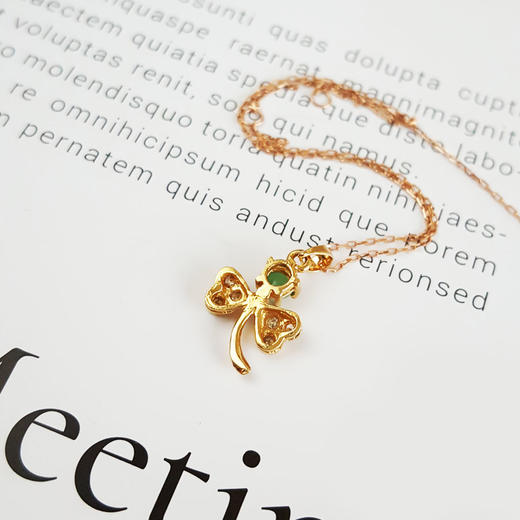 【天然正品】AU750黄金时尚设计款幸运三叶草钻石吊坠项链181124NJM70 现售价：1780特价 商品图6