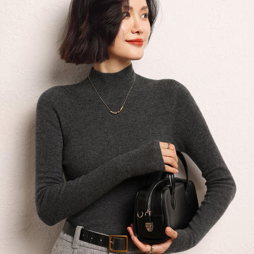 【高货QJ】全新升级【铂金会员422/天猫579/差价157】(14109) 洛诗琳一线成衣无缝2024羊绒秋冬女半高领羊毛针织打底衫 商品图3