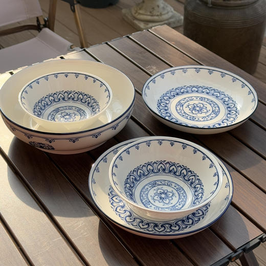 29.9元到手6个！整套餐具可选！新中式青花碗盘，繁花蓝调，精美新中式青花图案，1300°高温烧制，瓷质安全细腻，釉下彩工艺，可进微波炉！盘子、饭碗、汤碗... 商品图5