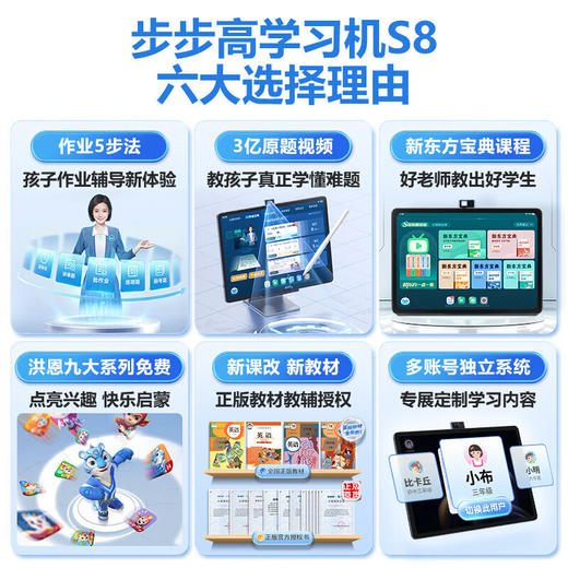 步步高S8 512G 14.2英寸AI学习机平板小学到高中课程同步 学生平板 家教机 早教机  BBJ 商品图2