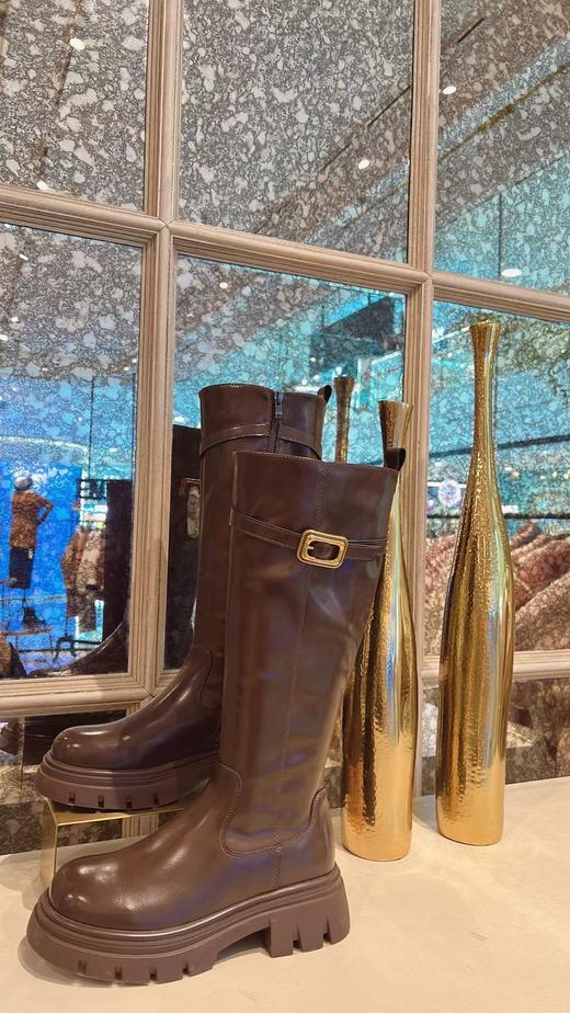 【门店同款】ENJOY冬季小金扣圆头厚底烟筒长靴 159751519 商品图1