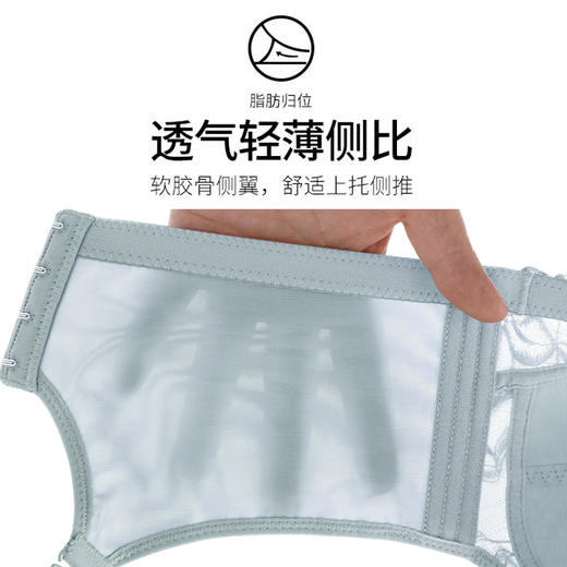 【298选3】D4-💟【B-E杯】【大胸显小超薄杯】【专利7号杯型】【大胸显小润微内衣女专用显瘦无钢圈蕾丝上托防下垂防外扩文胸  花栀清梦/郁香清紫/香红蜜雪 商品图5