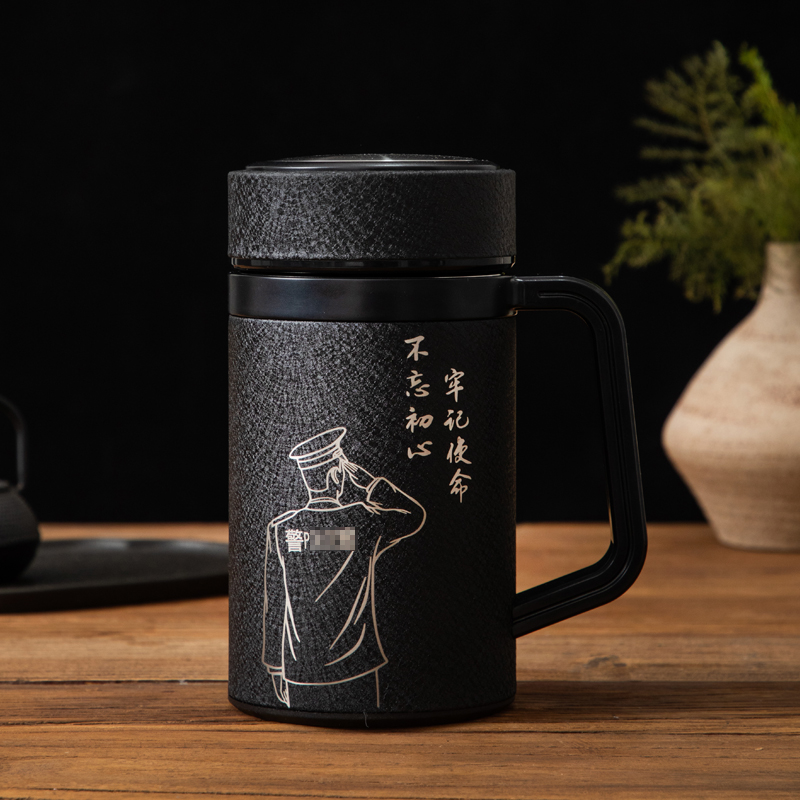 【敬礼手柄紫砂杯】多件可定制水杯杯子室内办公带盖泡茶杯