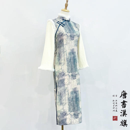 【墨竹林间】国风水墨印花加绒加厚旗袍年轻优雅国风新中式 商品图7