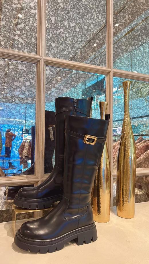 【门店同款】ENJOY冬季小金扣圆头厚底烟筒长靴 159751519 商品图0