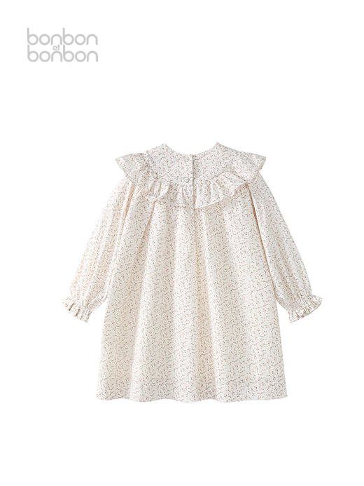 樱花粉荷叶边长袖连衣裙 商品图1