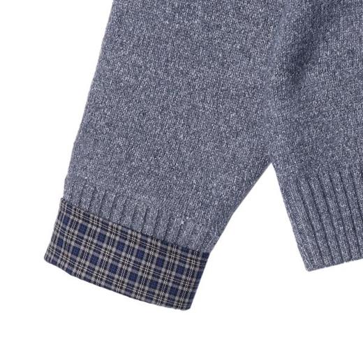 秋冬季新款时尚个性韩版半纽扣拼接衬衫翻领假两件毛衣百搭简约潮 商品图3