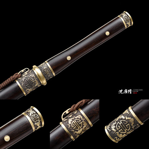 五福临门唐刀 唐刀剑 镜面磨砺 唐横刀剑 龙泉沈广隆剑一体刀剑 收藏传统刀剑 未开刃 商品图4