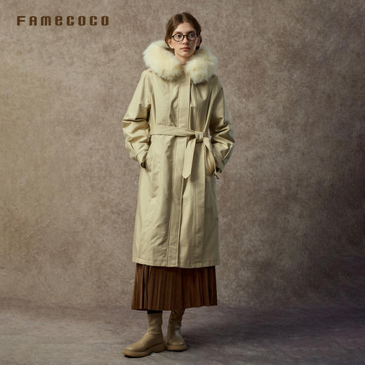 Famecoco范可儿连帽派克长款羽绒服90绒保暖可拆胆FAC8AH010 商品图4