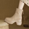 【预售5天】软羊皮粗跟厚底马丁靴女秋冬新款小个子高跟圆头后拉链松糕短靴NWS1&N9671 商品缩略图1