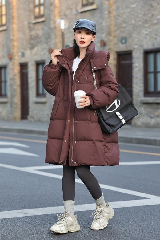 长款厚羽绒HJ6R08-漆黑、霁红 商品图2