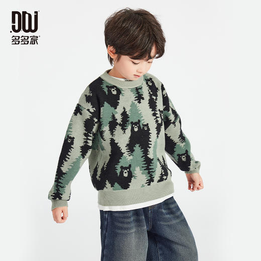 【团购价76.9-86.9】多多家男童毛衣加厚针织衫儿童冬装秋冬款2024新款中大童小熊上衣9787 商品图2
