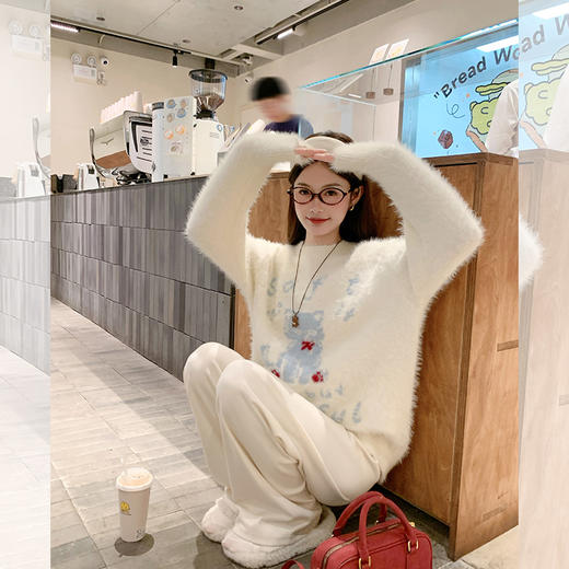 <曾小咸推荐>现货秒杀 ！微信超特价！猫咪图案圆领毛衣 日常199.99/件 立减110 秒杀89.99/件！！ 商品图2