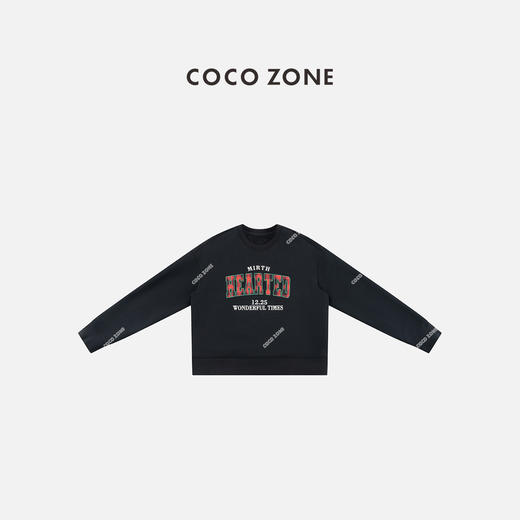 COCO ZONE 冬季加绒字母贴布绣花保暖长袖卫衣CC2D3147 商品图0
