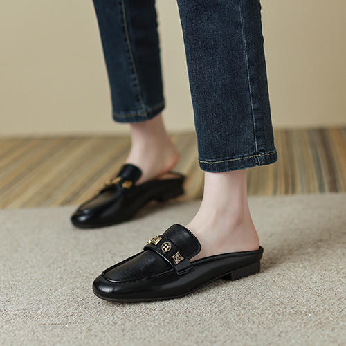 【圆头女款皮质半拖鞋】时尚利落，干净简约，百搭女鞋 商品图3