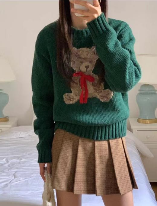 【YW】无忧购韩系东大门百搭小熊立体围巾圆领宽松小个子针织毛衣86097（截单后7天发货) 商品图7