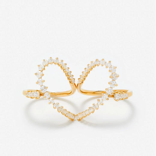 北京仓｜Yvonne Leon-diamants or jaune 女性力量 双心 灰钻 戒指［法国设计师］ 商品图0